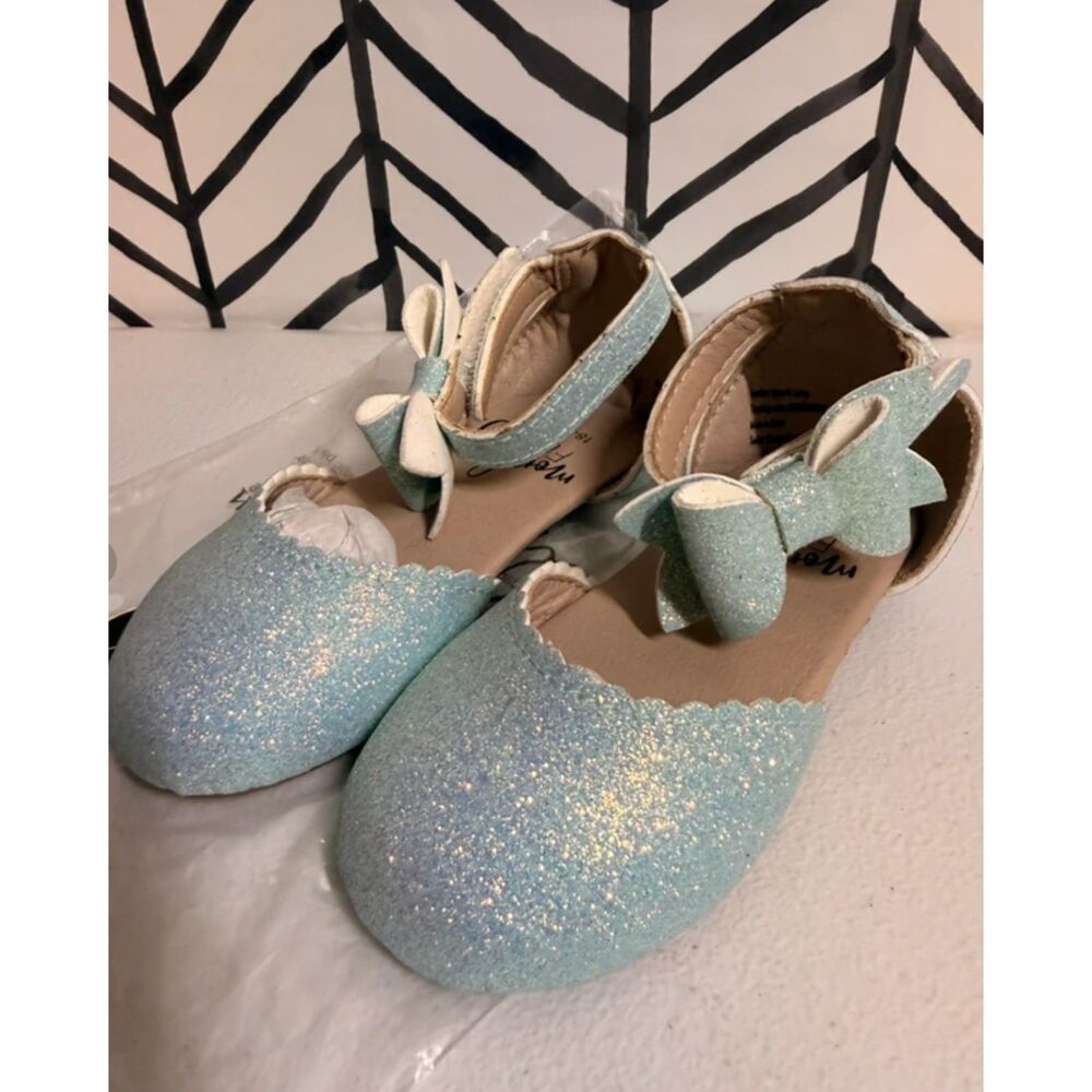 Monkey Feet Blue Sparkle Dress Shoes Toddler Girl 18-24m/9c 5018